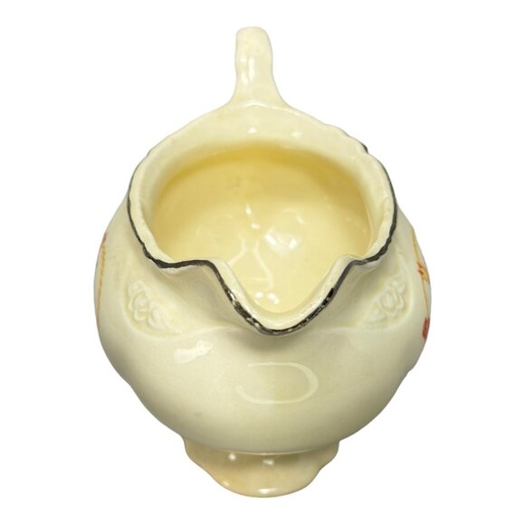 Homer Laughlin Virginia Rose Tulips in a Basket Creamer Gold Trim - Picture 4 of 7